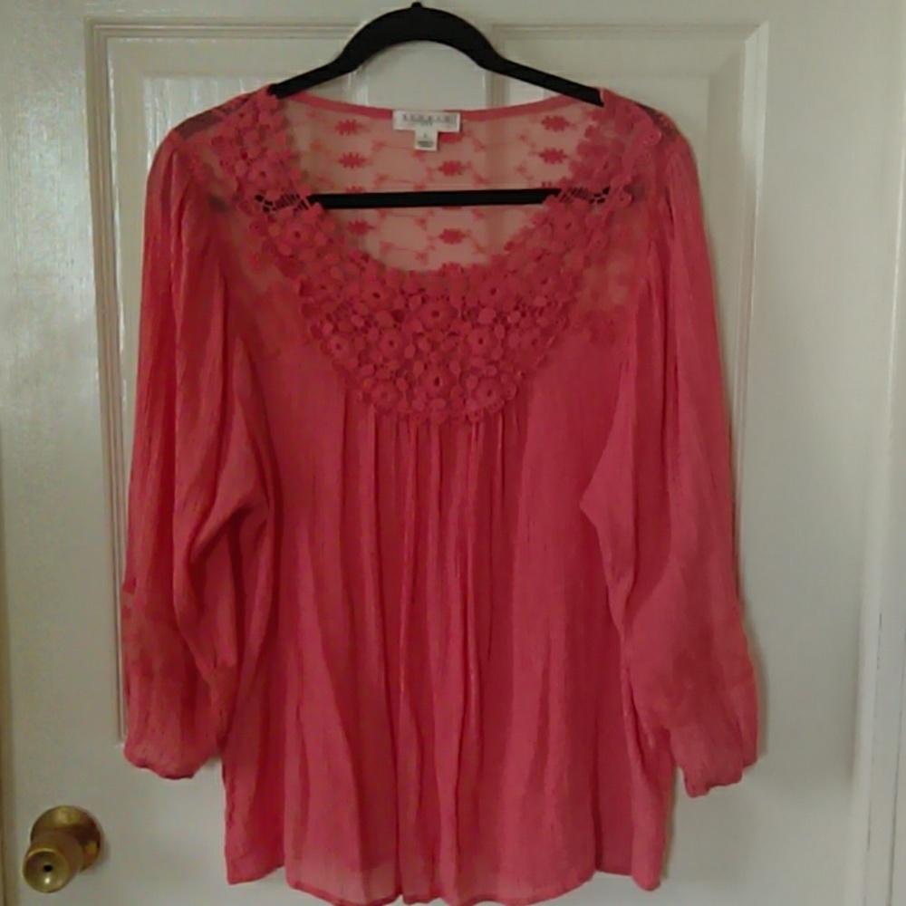 Boho coral colored blouse